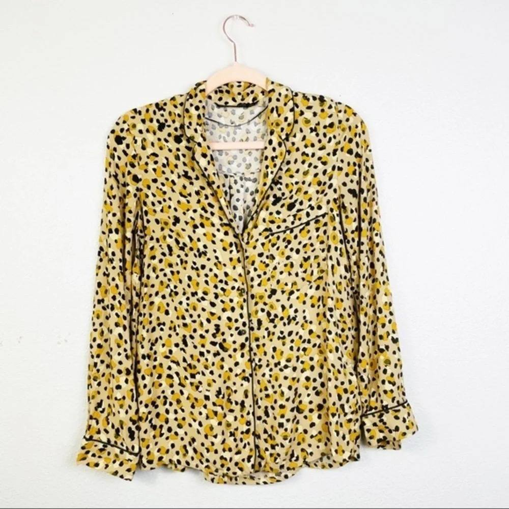 ZARA Basic Collection Leopard Print Collared Blou… - image 4